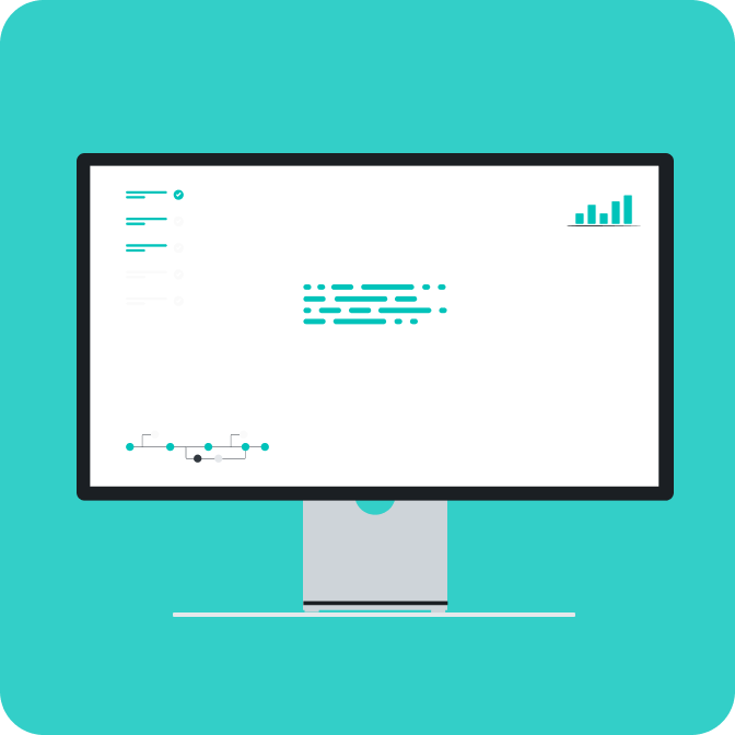 Illustration of a computer monitor showing an analytics dashboard.