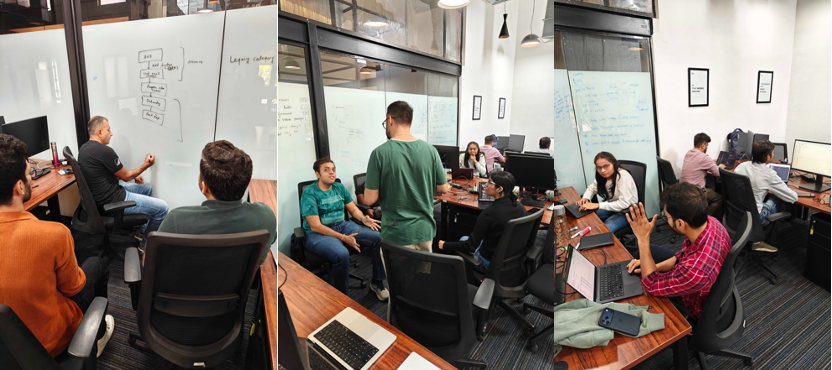 Teams at the Enlyft Hackathon 2025 - engineers and product managers collaborating at the start of the 48-hour sprint