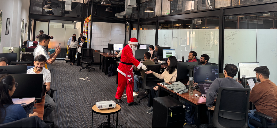 Enlyft hackathon participants coding intensively through the night during the 48-hour sprint